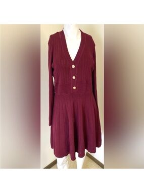 Taylor Elegant Burgundy Knit Dress for any occasion. Very stylish and comfort.
